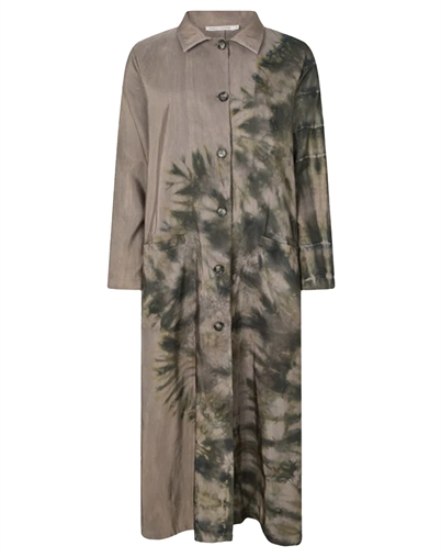 Rabens Saloner - Celine Lava Long Frakke - Grey Green Combo